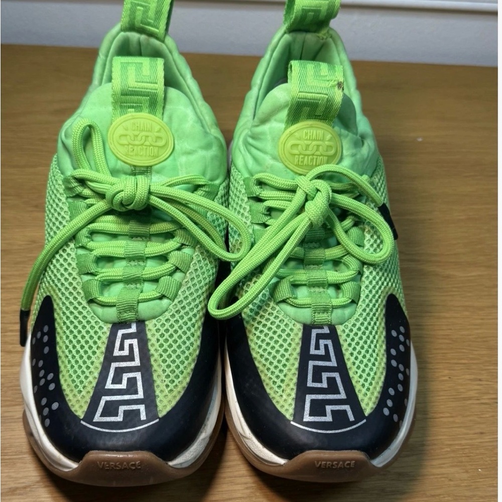 Versace Lime Green and Black Athletic Shoes
